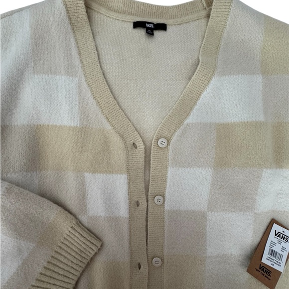 Vans Cream and White Checkered Cardigan - Picture 3 of 3
